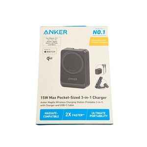 Cc1O Anker  MagGo 15W Qi2 Foldable Pocket-Sized 3-in-1 Magsafe Charger‎ Black OB